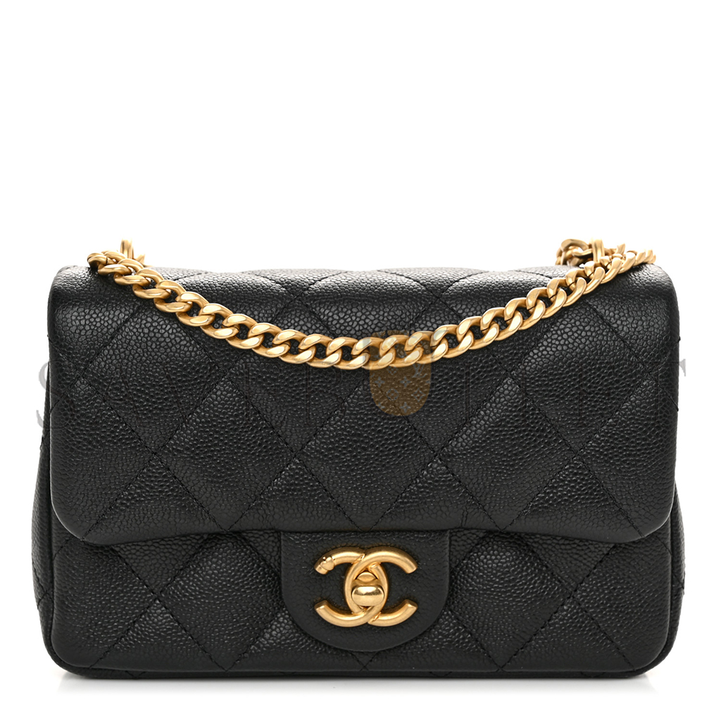 CHANEL MASTER 23P HEART ADJUSTABLE CHAIN MINI FLAP BAG IN BLACK CAVIAR (19*13*5cm)
